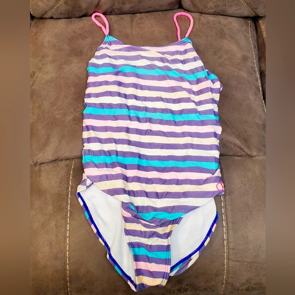 Girl's OP Stripped Swimsuit Size Large 10 - 12